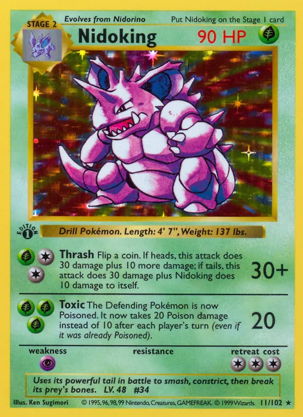 Nidoking - Base Set Pokemon Card