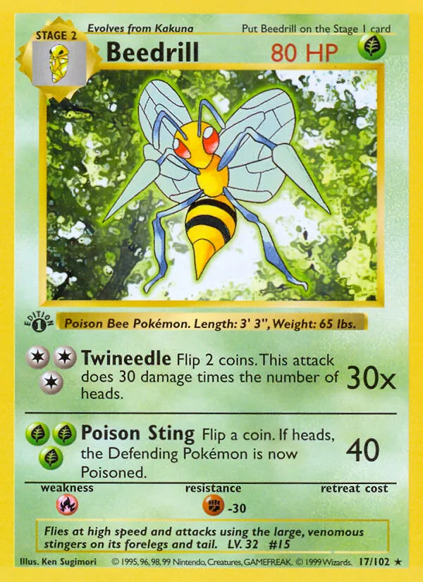 Beedrill - Base Set Pokemon Card