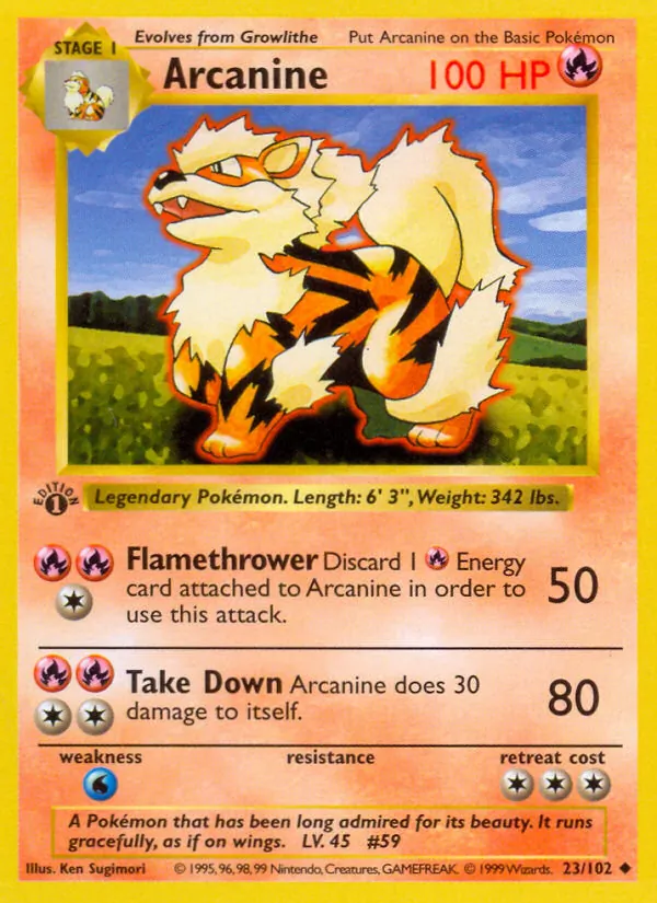 Arcanine - Base Set Pokemon Card