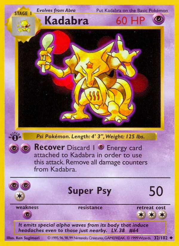 Kadabra - Base Set Pokemon Card