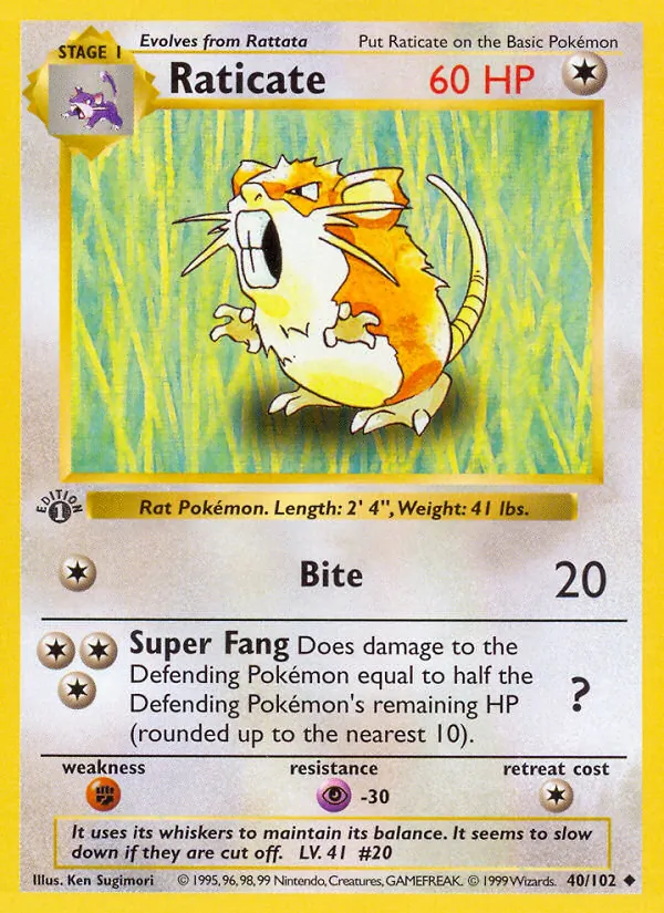Raticate - Base Set Pokemon Card