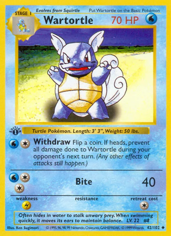 Wartortle - Base Set Pokemon Card