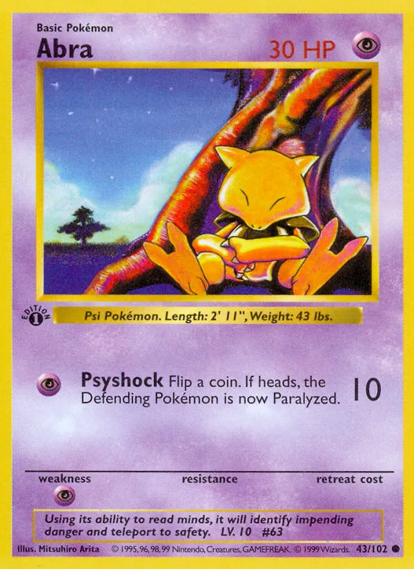 Abra - Base Set Pokemon Card