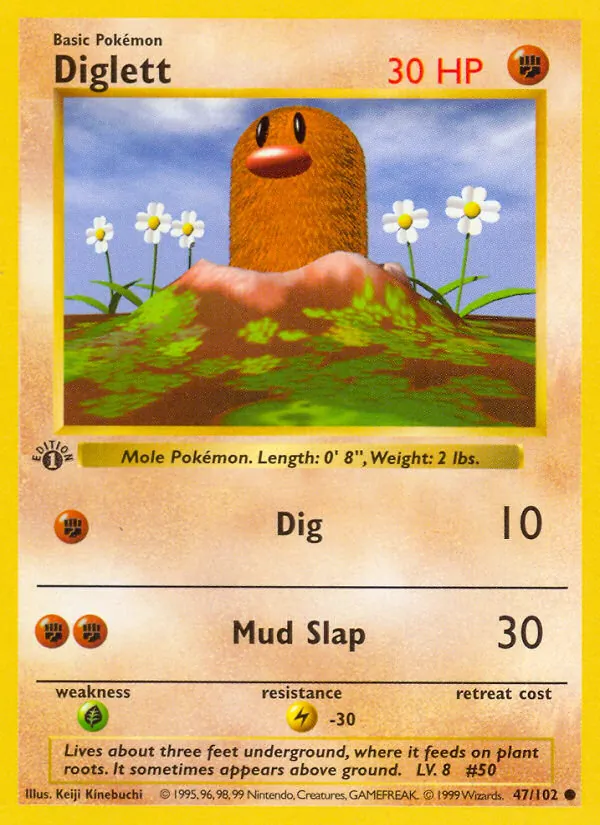 Diglett - Base Set Pokemon Card