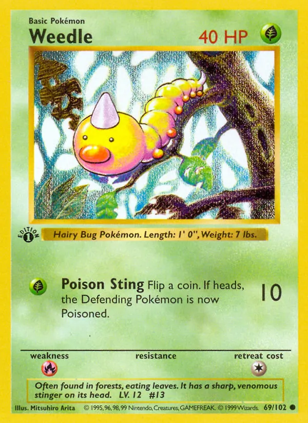 Weedle - Base Set Pokemon Card
