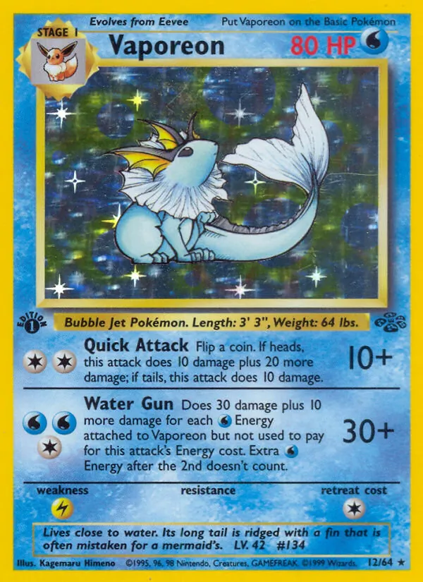 Vaporeon - Jungle Pokemon Card