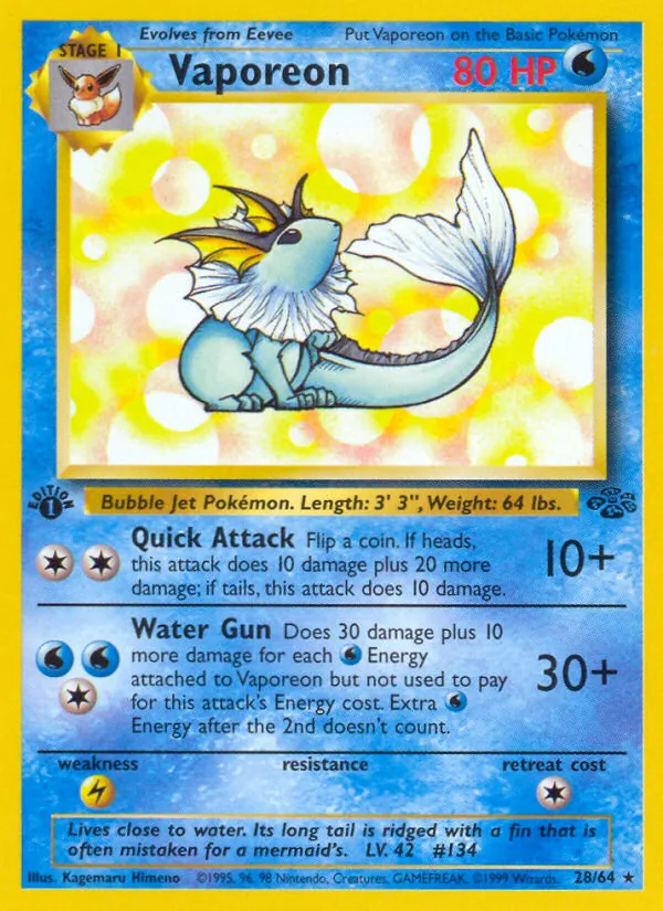 Vaporeon - Jungle Pokemon Card