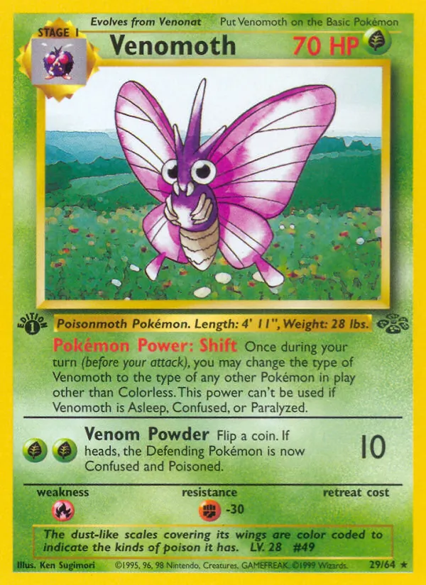 Venomoth - Jungle Pokemon Card