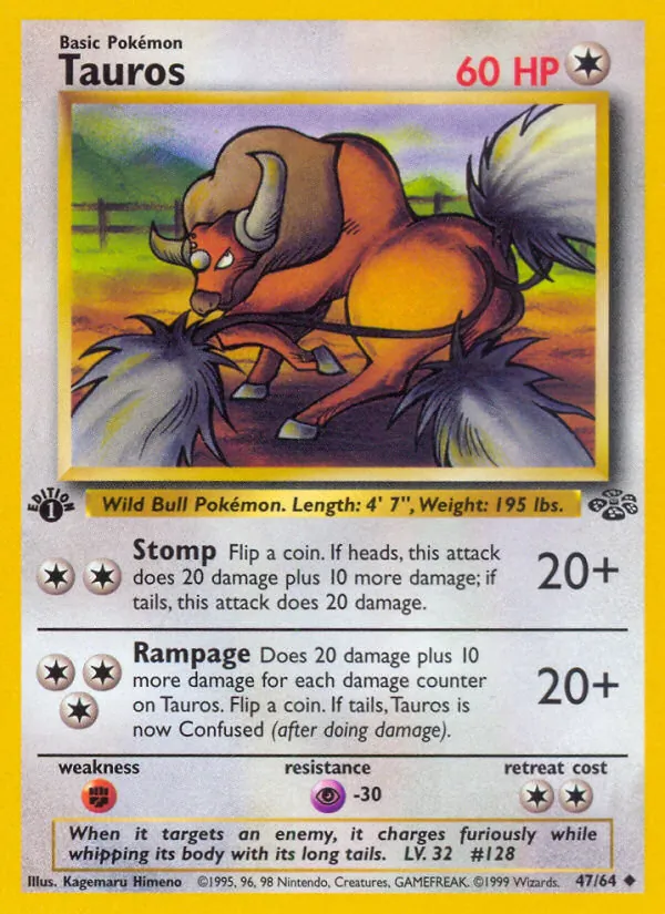 Tauros - Jungle Pokemon Card