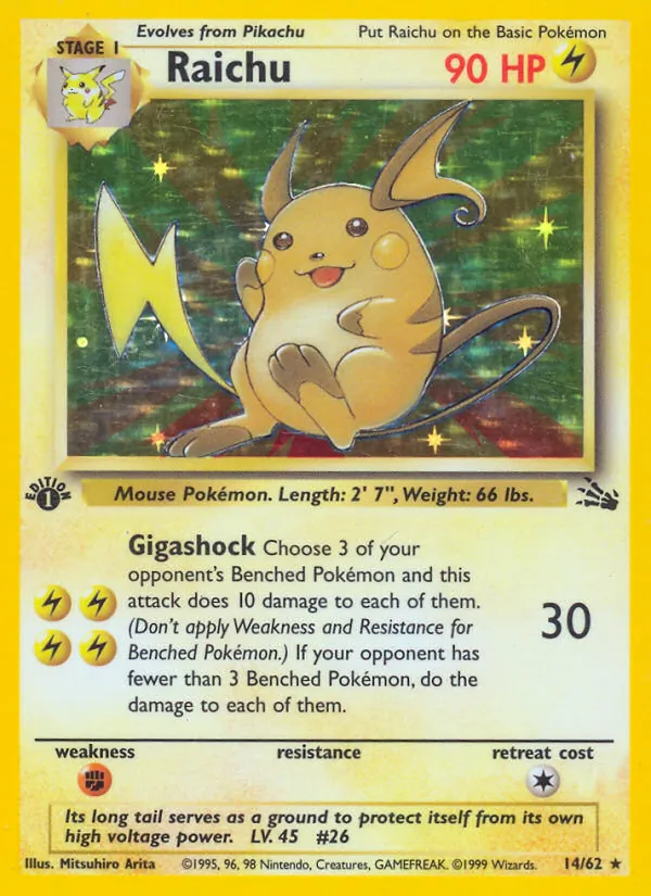 Raichu - Fossil Pokemon Card