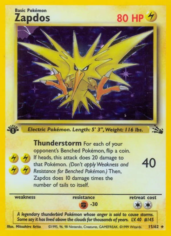 Zapdos - Fossil Pokemon Card