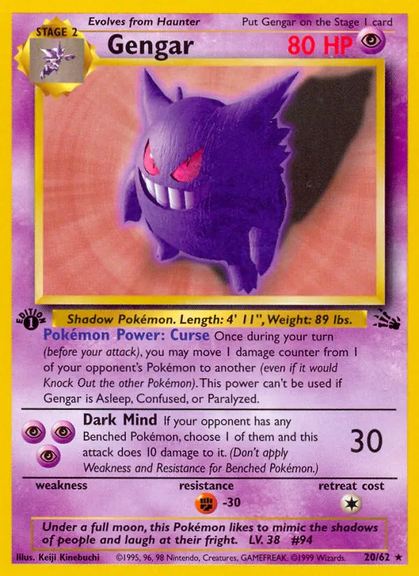 Gengar - Fossil Pokemon Card