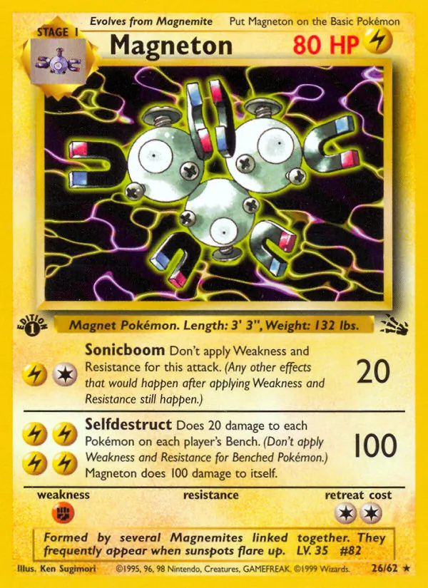 Magneton - Fossil Pokemon Card