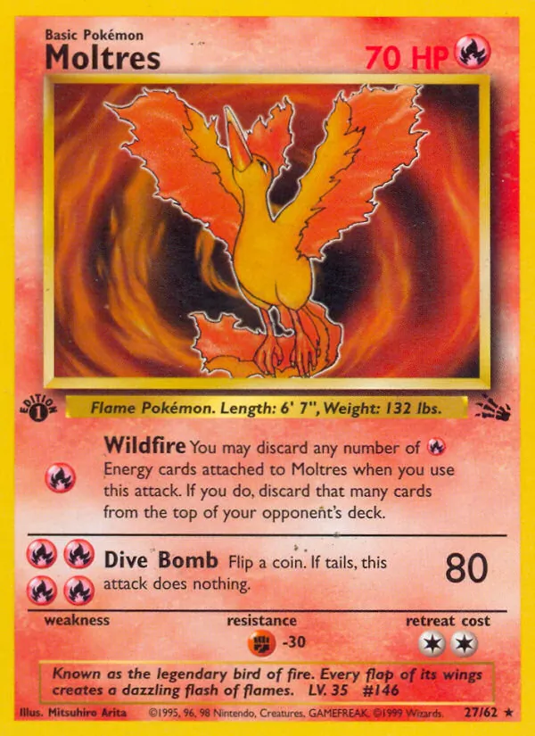 Moltres - Fossil Pokemon Card
