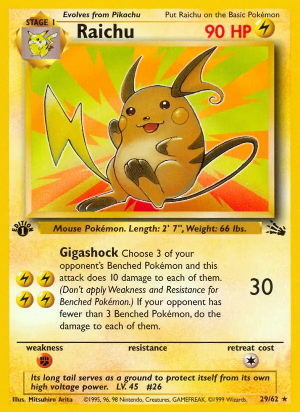 Raichu - Fossil Pokemon Card