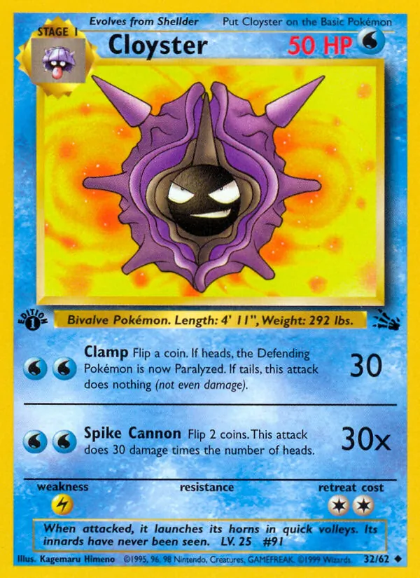 Cloyster - Fossil Pokemon Card