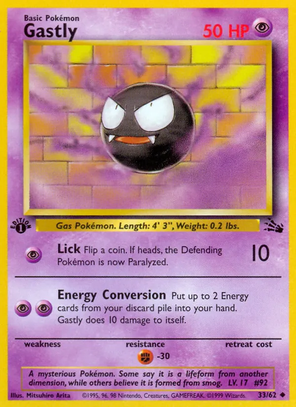 Gastly - Fossil Pokemon Card