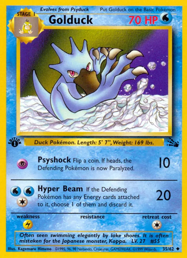 Golduck - Fossil Pokemon Card