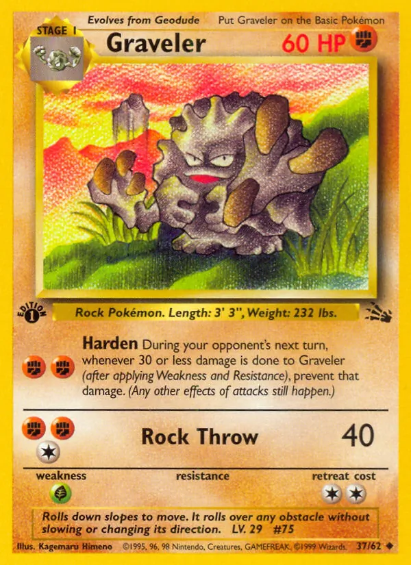 Graveler - Fossil Pokemon Card