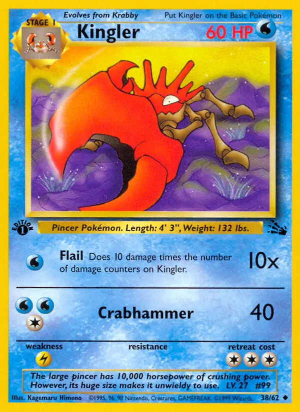 Kingler - Fossil Pokemon Card