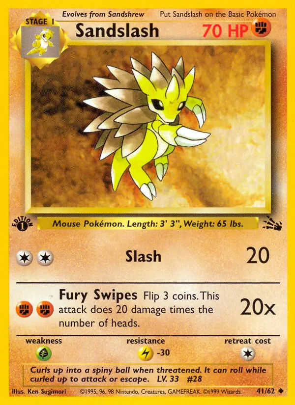Sandslash - Fossil Pokemon Card