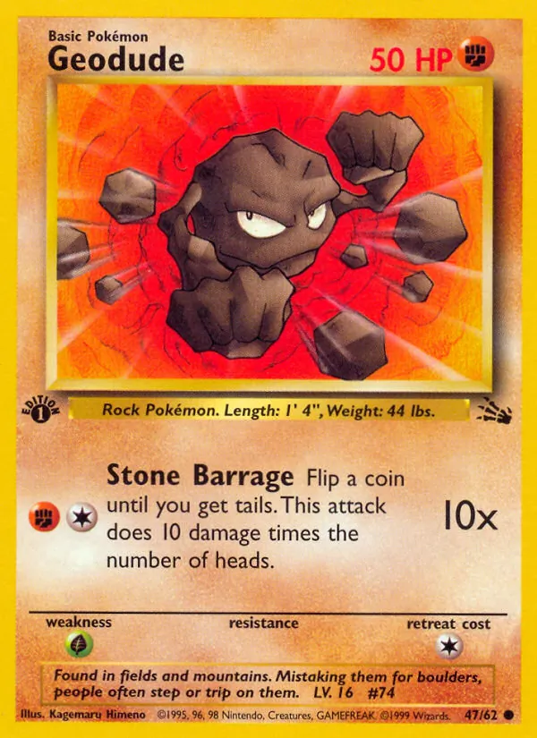 Geodude - Fossil Pokemon Card