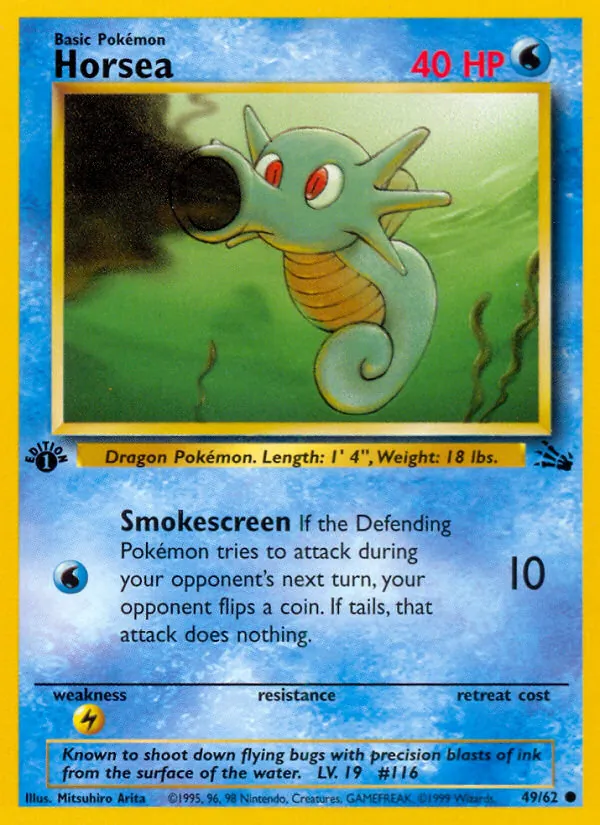 Horsea - Fossil Pokemon Card