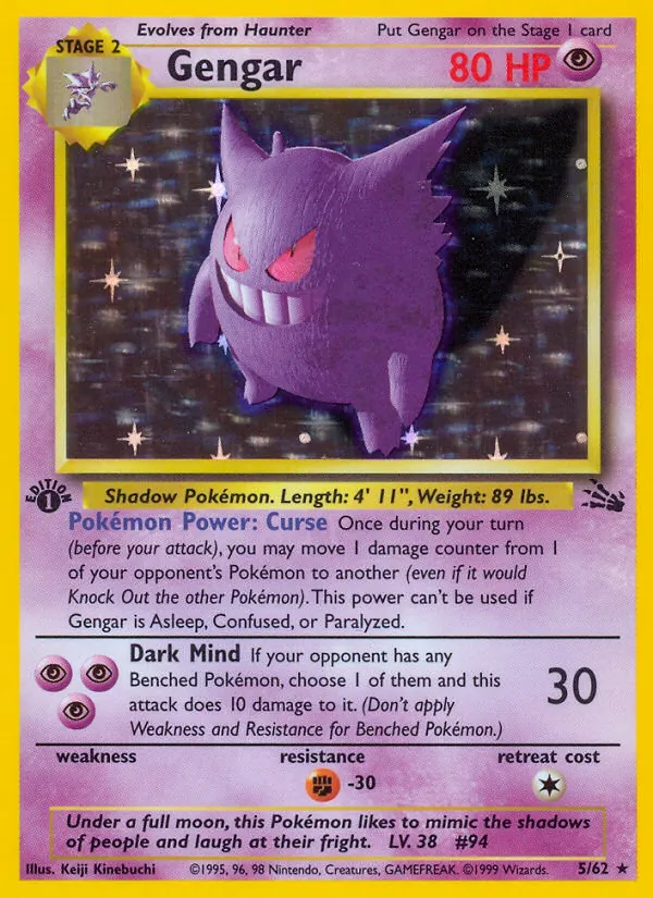 Gengar - Fossil Pokemon Card