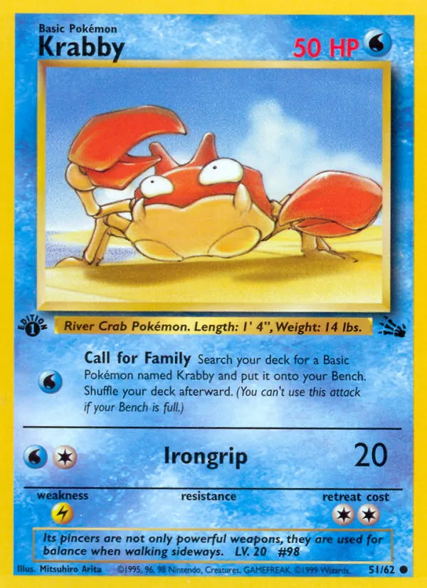 Krabby - Fossil Pokemon Card