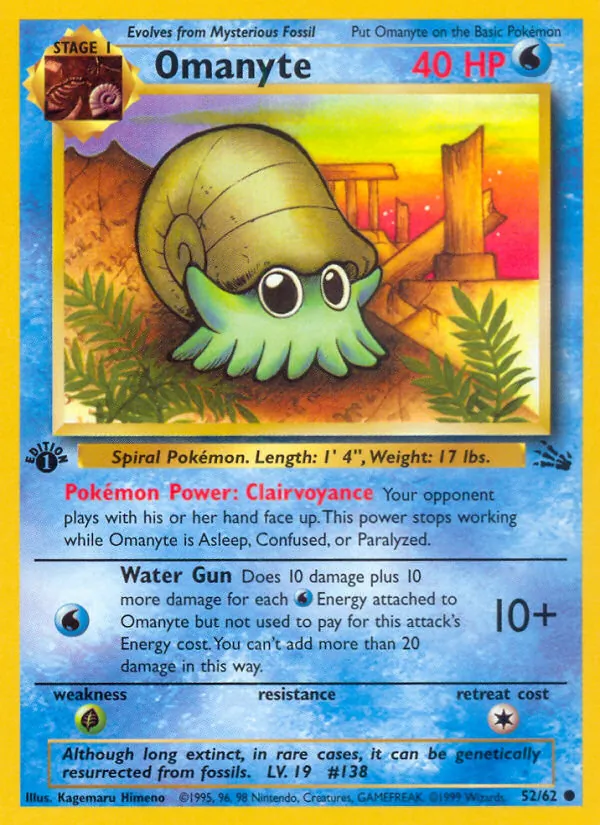 Omanyte - Fossil Pokemon Card