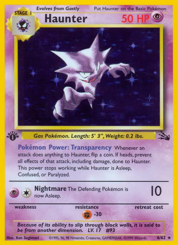 Haunter - Fossil Pokemon Card