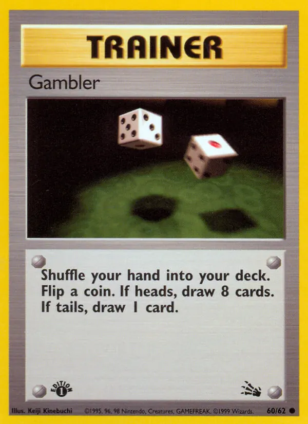 Gambler - Fossil Pokemon Card
