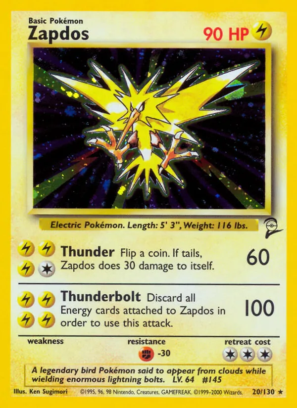 Zapdos - Base Set 2 Pokemon Card