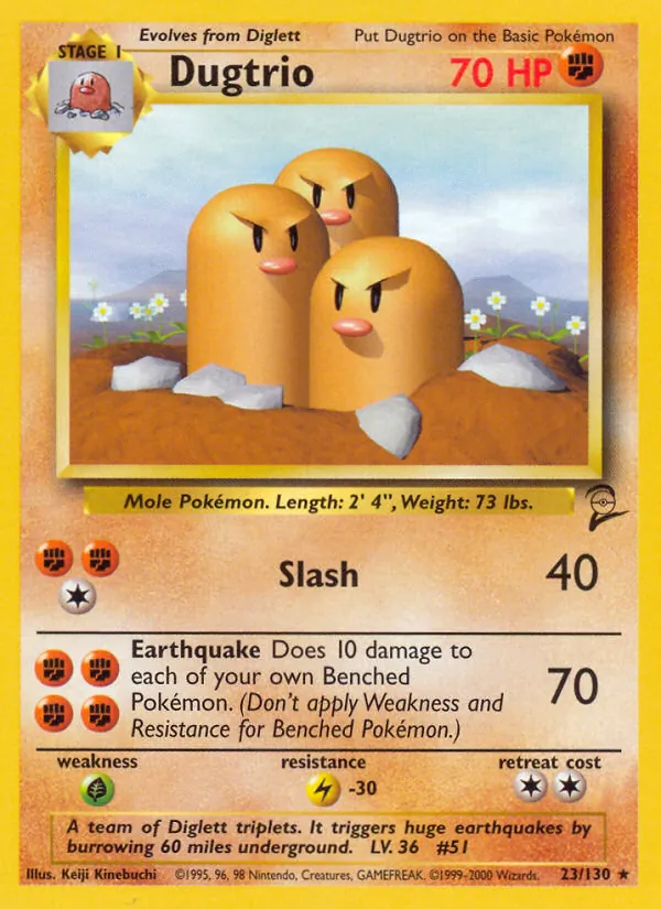 Dugtrio - Base Set 2 Pokemon Card