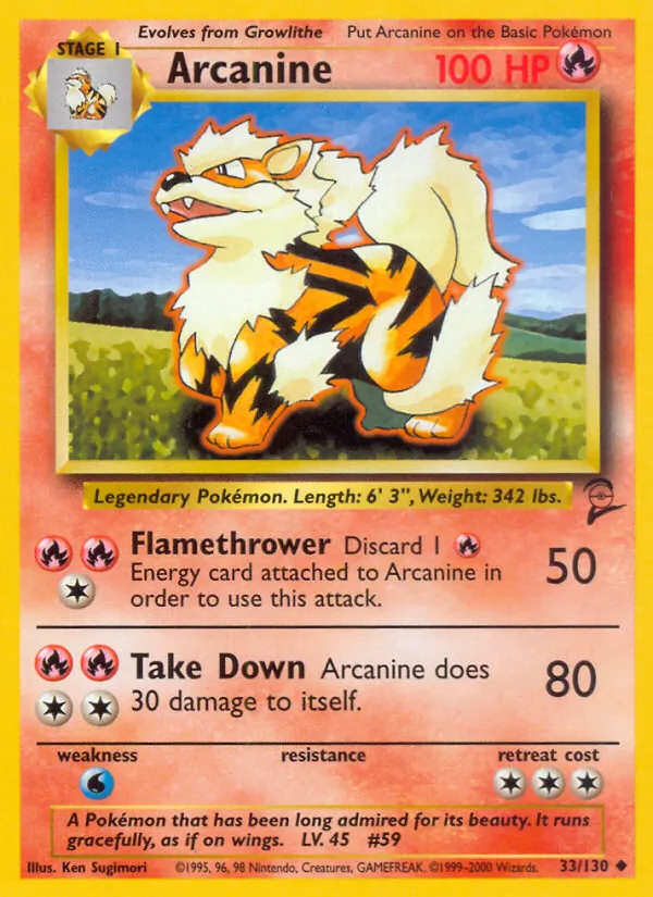 Arcanine - Base Set 2 Pokemon Card