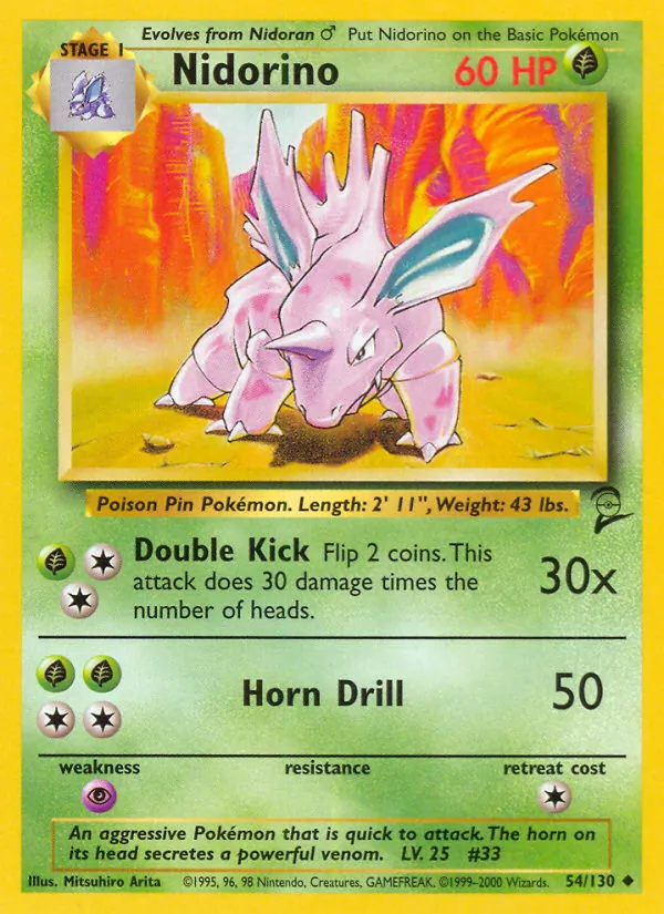 Nidorino - Base Set 2 Pokemon Card