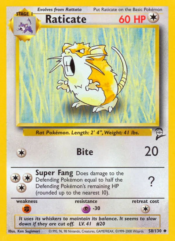 Raticate - Base Set 2 Pokemon Card