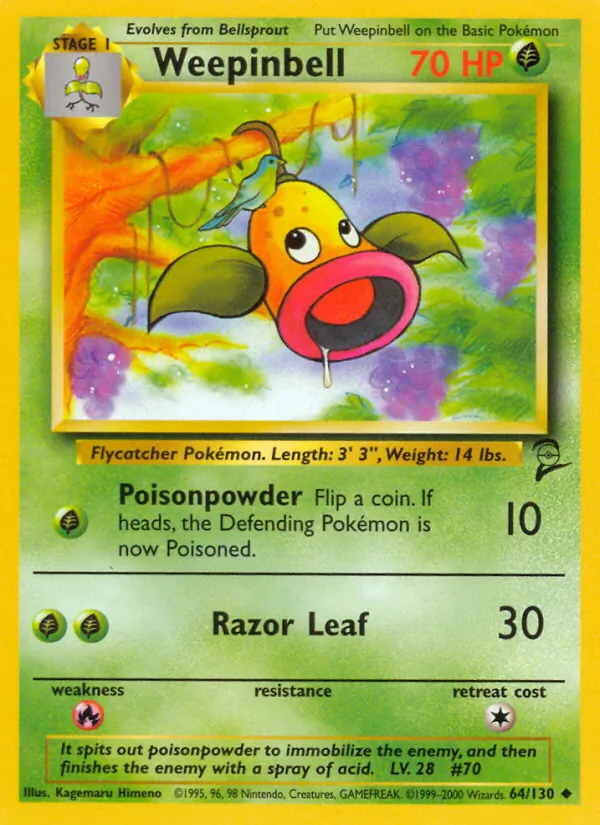 Weepinbell - Base Set 2 Pokemon Card