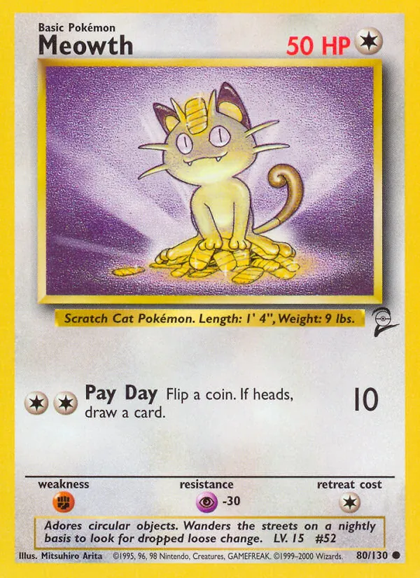Meowth - Base Set 2 Pokemon Card