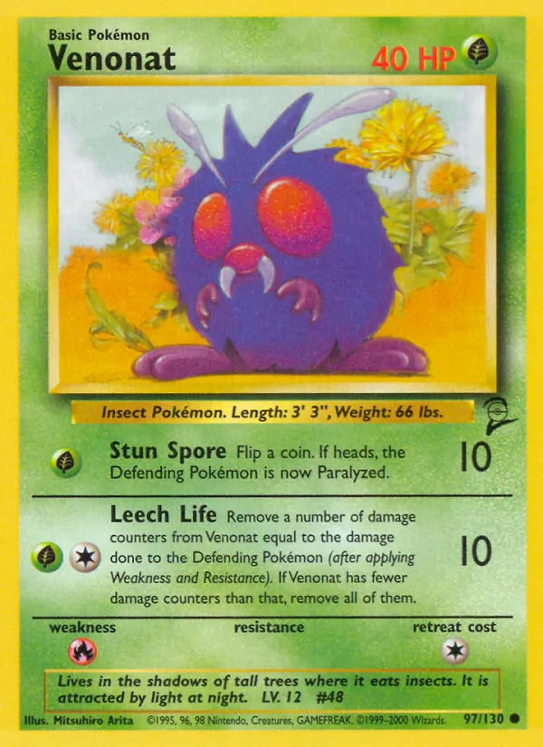 Venonat - Base Set 2 Pokemon Card