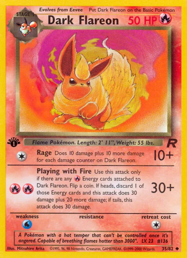 Dark Flareon - Team Rocket Pokemon Card