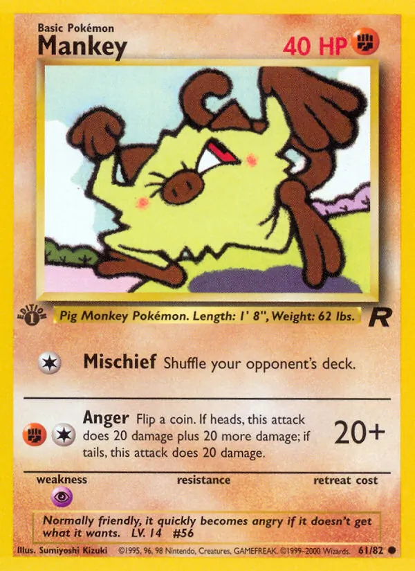 Mankey - Team Rocket Pokemon Card
