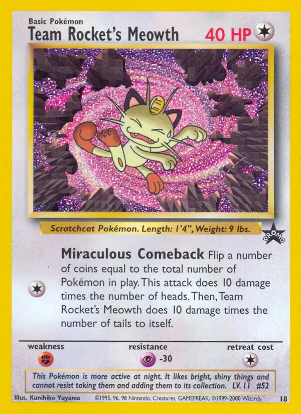Team Rocket's Meowth - Wizards Black Star Promos Pokemon Card
