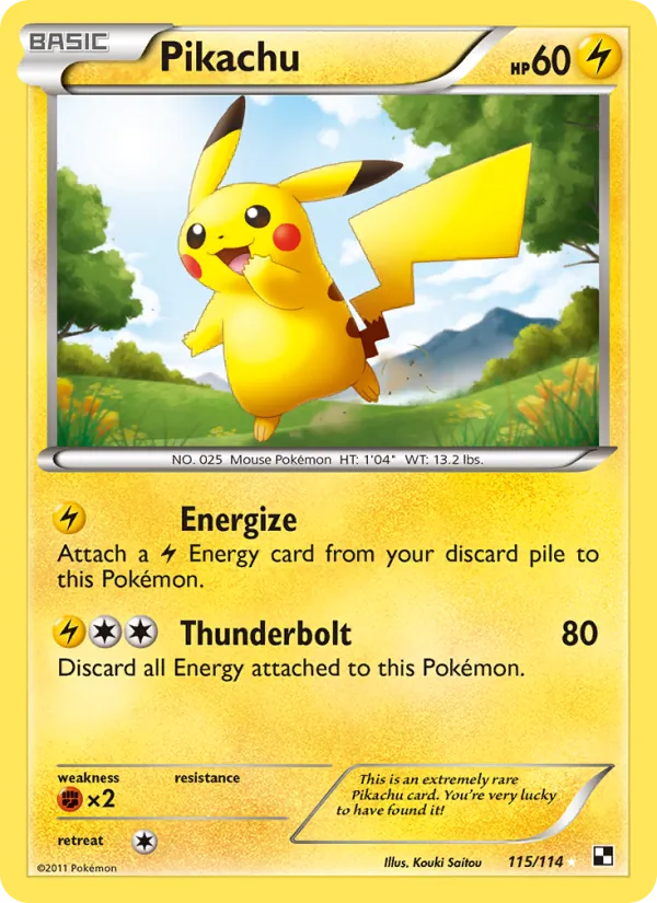 Pikachu - Black & White Pokemon Card