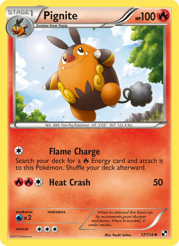 Pignite - Black & White Pokemon Card