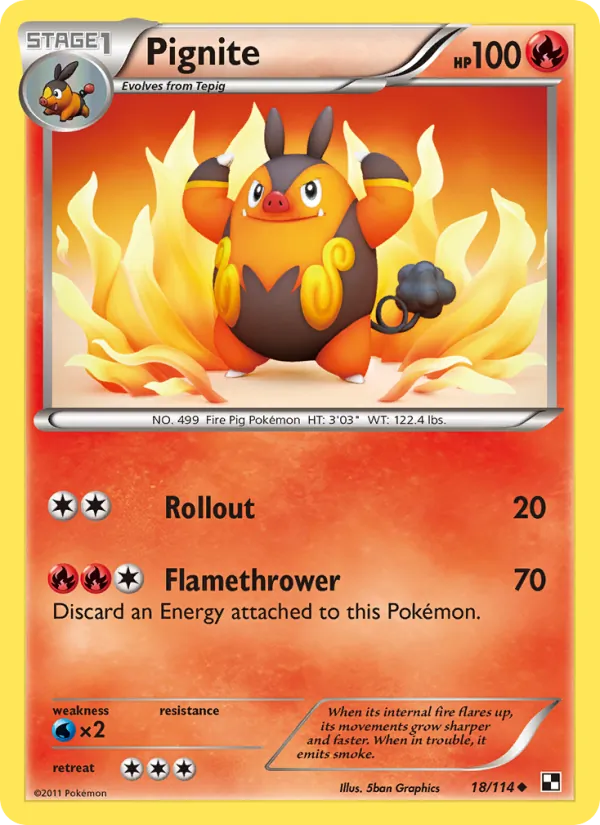 Pignite - Black & White Pokemon Card