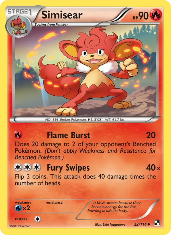 Simisear - Black & White Pokemon Card