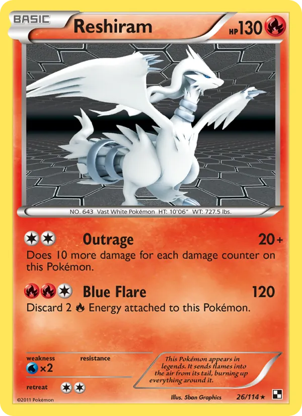 Reshiram - Black & White Pokemon Card