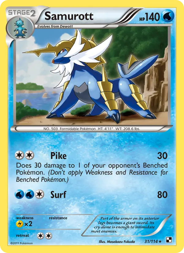 Samurott - Black & White Pokemon Card