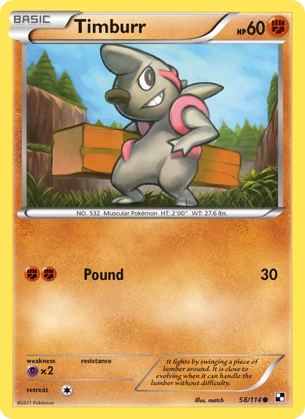 Timburr - Black & White Pokemon Card